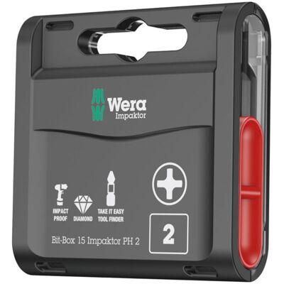 FP Wera 05057752001 Bit-Box Impaktor Phillips Screwdriver Bits PH2 x 25mm – Pack of 15 FP Wera 05057752001 Bit-Box Impaktor Phillips Screwdriver Bits PH2 x 25mm – Pack of 15