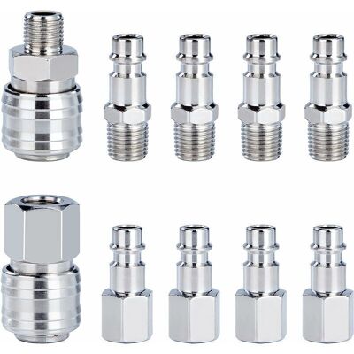 ODIPIE Compressor Quick Fitting, 1/4 inch bsp, Pneumatic Air Coupling, Hose Connections, Kit, Male, Female, 10-Piece ODIPIE Compressor Quick Fitting, 1/4 inch bsp, Pneumatic Air Coupling, Hose Connections, Kit, Male, Female, 10-Piece