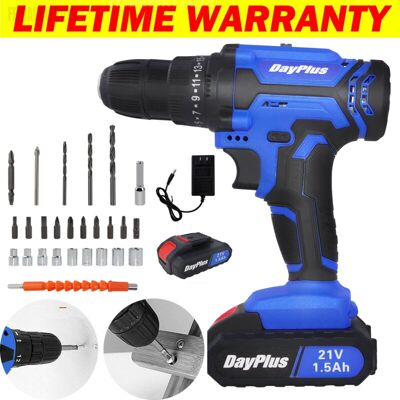 Briefness - 45N.m Cordless Drill Driver 21V-Max Combi Drill in Carry Case, Electric Screwdriver, Accessory Kit, led Work Light, 2 x Li-Ion Batteries Briefness - 45N.m Cordless Drill Driver 21V-Max Combi Drill in Carry Case, Electric Screwdriver, Accessory Kit, led Work Light, 2 x Li-Ion Batteries