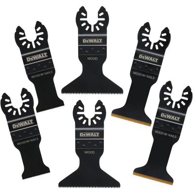 Dewalt - 6 Piece Multi Tool Blade Set Titanium Plunge Cut Nails Wood DCS355 DCS356 Dewalt - 6 Piece Multi Tool Blade Set Titanium Plunge Cut Nails Wood DCS355 DCS356