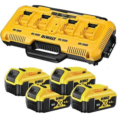 DeWalt DCB104 18v Li-Ion XR 4 Port Fast Battery Charger + 4 x 4.0Ah Batteries DeWalt DCB104 18v Li-Ion XR 4 Port Fast Battery Charger + 4 x 4.0Ah Batteries