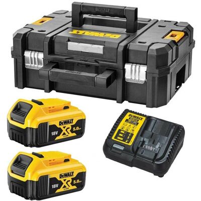 Dewalt - DCB184 5.0ah 18v xr Lithium Battery Twin Pack + DCB115 Charger Tstak Case Dewalt - DCB184 5.0ah 18v xr Lithium Battery Twin Pack + DCB115 Charger Tstak Case