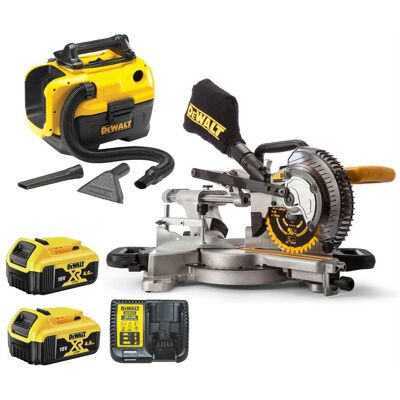 Dewalt - DCS365M2 18v xps 184mm Mitre Saw + 2 x 4.0ah Battery + DCV584L Vacuum Dewalt - DCS365M2 18v xps 184mm Mitre Saw + 2 x 4.0ah Battery + DCV584L Vacuum