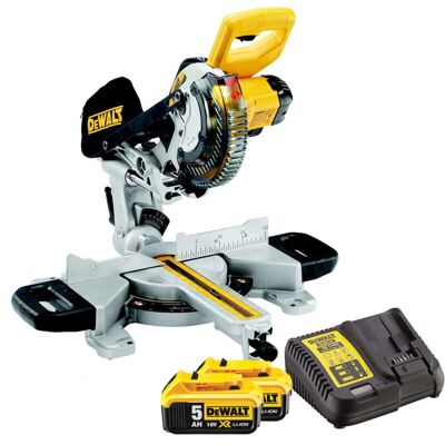Dewalt DCS365P2 18v Cordless XPS 184mm Mitre Saw + 2 x 5.0ah Batteries + Charger Dewalt DCS365P2 18v Cordless XPS 184mm Mitre Saw + 2 x 5.0ah Batteries + Charger