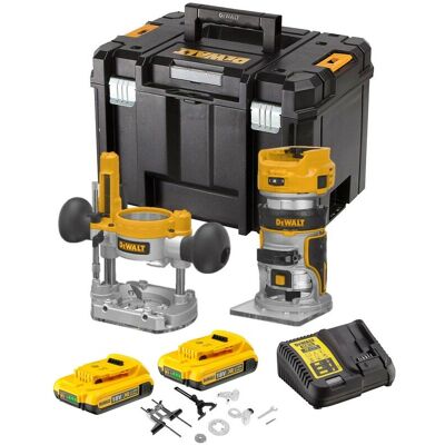 Dewalt - DCW604D2 18v xr Brushless Laminate Trimmer 1/4'' Router + Plunge Base 2ah Dewalt - DCW604D2 18v xr Brushless Laminate Trimmer 1/4'' Router + Plunge Base 2ah