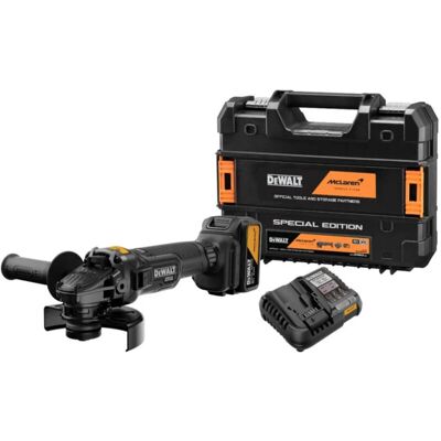 DeWalt x McLaren F1 DCG45MP1T Cordless Brushless 125mm Angle Grinder Kit -1 x 5.0ah Battery, Charger & Case DeWalt x McLaren F1 DCG45MP1T Cordless Brushless 125mm Angle Grinder Kit -1 x 5.0ah Battery, Charger & Case
