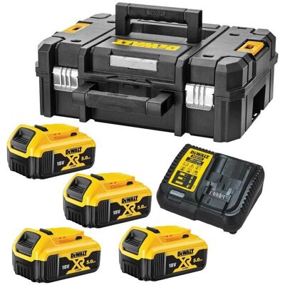 Dewalt - xr Power Source Kit 4x DCB184 5.0ah 18v Batteries + DCB115 Charger +Tstak Dewalt - xr Power Source Kit 4x DCB184 5.0ah 18v Batteries + DCB115 Charger +Tstak