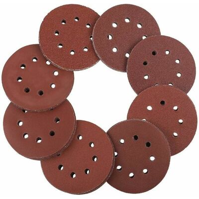 TRIMEC Disques abrasifs 125 mm Velcro - 100 pièces de papier abrasif pour ponceuse excentrique 8 trous chacun 20 x 60/80/100/120/240 grain papier rond TRIMEC Disques abrasifs 125 mm Velcro - 100 pièces de papier abrasif pour ponceuse excentrique 8 trous chacun 20 x 60/80/100/120/240 grain papier rond
