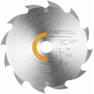 160mm x 20mm 12 Tooth Panther Clean Wood Rip Cut Saw Blade hw TS55 TSC55 - Festool 160mm x 20mm 12 Tooth Panther Clean Wood Rip Cut Saw Blade hw TS55 TSC55 - Festool