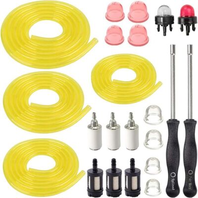 YS-YALOTRS Fuel line hose tube, 4-bulb fuel filter priming tube x 1.2m for Homelite for Ryobi 2-cycle small engine with carburetor adjustment tools YS-YALOTRS Fuel line hose tube, 4-bulb fuel filter priming tube x 1.2m for Homelite for Ryobi 2-cycle small engine with carburetor adjustment tools