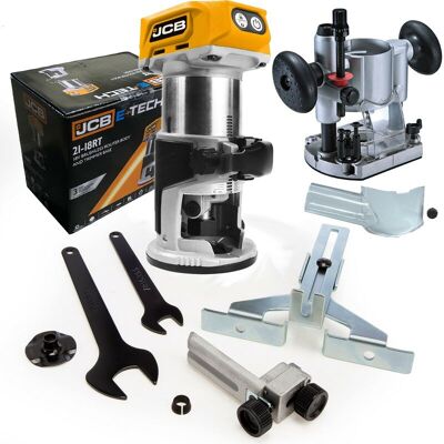 JCB - 18RT-B 18V Cordless Brushless Laminate Router Trimmer + Plunge Base Bare JCB - 18RT-B 18V Cordless Brushless Laminate Router Trimmer + Plunge Base Bare