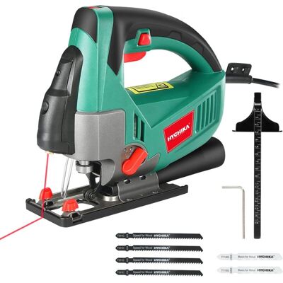 Hychika - Jigsaw 750W 3000 spm Electric Jigsaw Tool with Laser, Max Cutting Depth 110mm for Wood, 6 Variable Speeds Hychika - Jigsaw 750W 3000 spm Electric Jigsaw Tool with Laser, Max Cutting Depth 110mm for Wood, 6 Variable Speeds