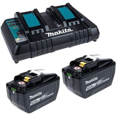 Makita BL18120 18v 2 x LXT 12.0ah Li-Ion Batteries + DC18RD Dual Port Charger Makita BL18120 18v 2 x LXT 12.0ah Li-Ion Batteries + DC18RD Dual Port Charger