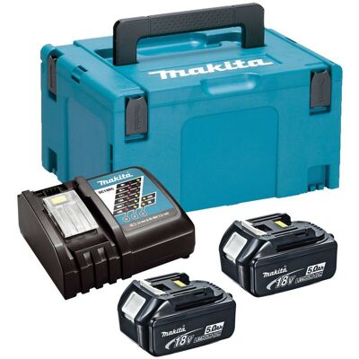 Makita - BL1850 18v 2 x 5.0ah Lithium Batteries DC18RC Fast Charger + Makpac Case Makita - BL1850 18v 2 x 5.0ah Lithium Batteries DC18RC Fast Charger + Makpac Case