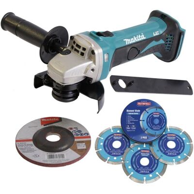 Makita DGA452Z Cordless 18v 4.5"" 115mm Angle Grinder Lithium Ion + X3 Blades Makita DGA452Z Cordless 18v 4.5"" 115mm Angle Grinder Lithium Ion + X3 Blades