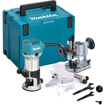 Makita RT0702CX4 240V 1/4"" Router Laminate Trimmer with Guide Plunge Base Makpac Makita RT0702CX4 240V 1/4"" Router Laminate Trimmer with Guide Plunge Base Makpac