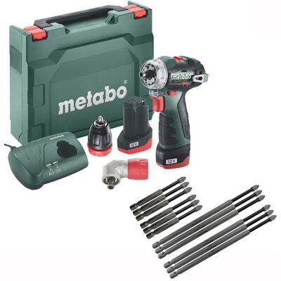Metabo - Right Angle Brushless Drill Driver x2 2ah Kit + Long Screwdriver Bit Set Metabo - Right Angle Brushless Drill Driver x2 2ah Kit + Long Screwdriver Bit Set