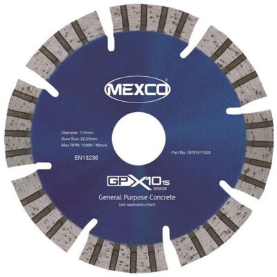 Mexco GPX10-15 Diamond Blade 115mm for Concrete Cutting Mexco GPX10-15 Diamond Blade 115mm for Concrete Cutting