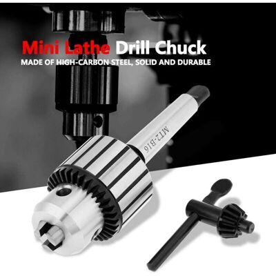 TEHTUY MT2 B16 Keyed Chuck for Metal Lathes - 1-13mm - Carbon Steel - Precision Tapping/Boring - Professional TEHTUY MT2 B16 Keyed Chuck for Metal Lathes - 1-13mm - Carbon Steel - Precision Tapping/Boring - Professional