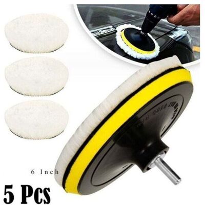 OEM 5 Pieces 150mm Wool Polishing Pads, Polishing Discs, Polishing Sponge Pads, Car Polishing Kit With M14 Drill Bit For Car Polishing, Grinding, And Waxing OEM 5 Pieces 150mm Wool Polishing Pads, Polishing Discs, Polishing Sponge Pads, Car Polishing Kit With M14 Drill Bit For Car Polishing, Grinding, And Waxing