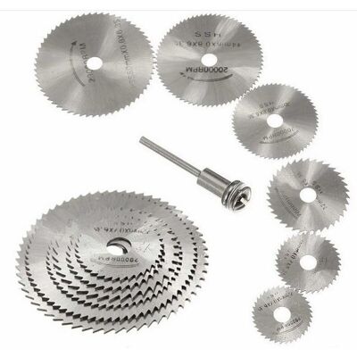 OEM New 7pc Hss Rotary Tool Saw Blades, Circular Wood Cutting Saw Blade Discs For Dremel Rotary Tool Chuck With 1/8" (3.175mm) Extension Rod OEM New 7pc Hss Rotary Tool Saw Blades, Circular Wood Cutting Saw Blade Discs For Dremel Rotary Tool Chuck With 1/8" (3.175mm) Extension Rod