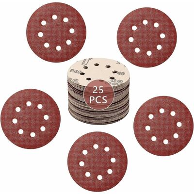 WOIYIC 125mm Sanding Discs Pack Of 25 8 Hole Sanding Discs - - 5 X 60/80/120/180/240 WOIYIC 125mm Sanding Discs Pack Of 25 8 Hole Sanding Discs - - 5 X 60/80/120/180/240