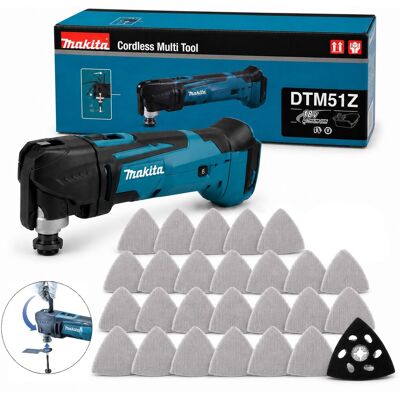 Makita Dtm51z 18v Lithium Multi Tool Keyless Blade Change + 25 X Mesh Sheets Makita Dtm51z 18v Lithium Multi Tool Keyless Blade Change + 25 X Mesh Sheets