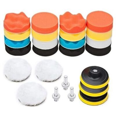 OEM 25 Piece Car Polishing Kit, 75mm Polishing Sponge Disc, Drill Polishing Bit, Grinder Polishing Brush, Buffing Pad With M10 Adapter OEM 25 Piece Car Polishing Kit, 75mm Polishing Sponge Disc, Drill Polishing Bit, Grinder Polishing Brush, Buffing Pad With M10 Adapter
