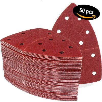 Jssevn - Sanding Triangles │ 50 Pieces │ 11 Holes │ 105 X 152 Mm │ 80 Grit │ For Multi-sanders │ Abrasive Sheets │ Sandpaper Jssevn - Sanding Triangles │ 50 Pieces │ 11 Holes │ 105 X 152 Mm │ 80 Grit │ For Multi-sanders │ Abrasive Sheets │ Sandpaper