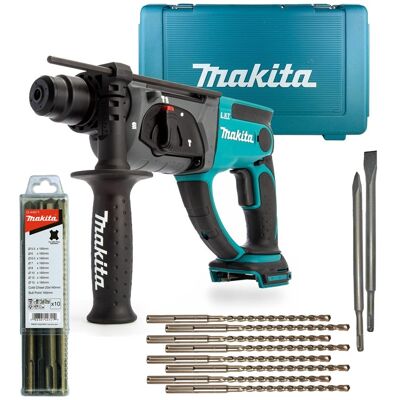 Makita Dhr202z 18v 2kg Cordless Sds Hammer Drill 3 Function 10pc Sds Set + Case Makita Dhr202z 18v 2kg Cordless Sds Hammer Drill 3 Function 10pc Sds Set + Case