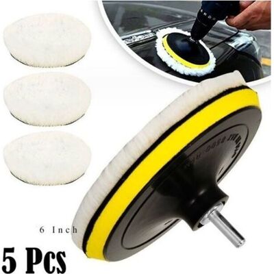 Jssevn - Pieces 150mm Wool Polishing Pads, Polishing Discs, Polishing Sponge Pads, Car Polishing Kit With M14 Drill Bit For Car Polishing, Grinding, And Waxing Jssevn - Pieces 150mm Wool Polishing Pads, Polishing Discs, Polishing Sponge Pads, Car Polishing Kit With M14 Drill Bit For Car Polishing, Grinding, And Waxing