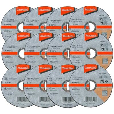 12x Makita D-18764 Fast Cutting Extra Thin Metal Grinder Disc 115mm 1.2 22.23mm 12x Makita D-18764 Fast Cutting Extra Thin Metal Grinder Disc 115mm 1.2 22.23mm