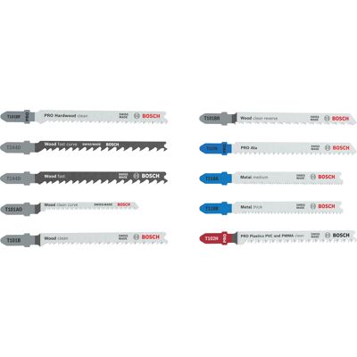 Bosch Jigsaw/reciprocating Saw Blades, Sets Multi Material Jigsaw Blade Set, 10 Pcs 2607012073 Bosch Jigsaw/reciprocating Saw Blades, Sets Multi Material Jigsaw Blade Set, 10 Pcs 2607012073