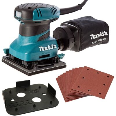 Makita Bo4555 Hook Loop / Clamp Finishing Palm Sander 240v + Dustbag + 10 Sheets Makita Bo4555 Hook Loop / Clamp Finishing Palm Sander 240v + Dustbag + 10 Sheets