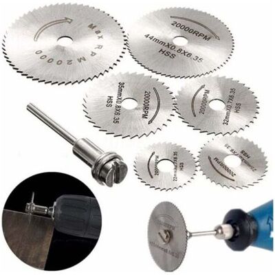 OEM Set Of 6 Hss Rotary Tool Cutting Discs Mini Circular Saw Blades With 3.2 Mm Mandrel For Cutting Wood, Plastic And Metal - OEM Set Of 6 Hss Rotary Tool Cutting Discs Mini Circular Saw Blades With 3.2 Mm Mandrel For Cutting Wood, Plastic And Metal -
