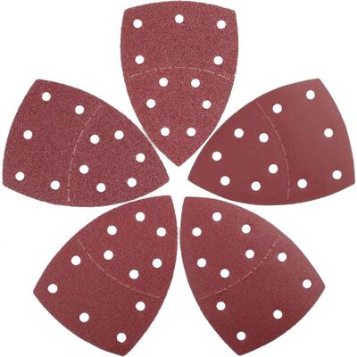 OEM Set Of 100 Abrasive Triangles, 105 X 152 Mm, 11 Holes Each, Grit 20 X 40/60/80/120/240, For Multi-sander. Includes Abrasive Sponge And Sanding Block. OEM Set Of 100 Abrasive Triangles, 105 X 152 Mm, 11 Holes Each, Grit 20 X 40/60/80/120/240, For Multi-sander. Includes Abrasive Sponge And Sanding Block.