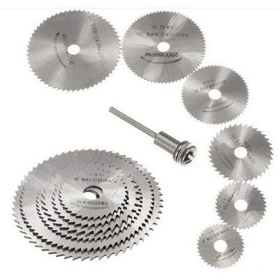 OEM New 7pc Hss Rotary Tool Saw Blades, Circular Wood Cutting Saw Blade Discs For Dremel Rotary Tool, Chuck With 1/8" (3.175mm) Extension Rod OEM New 7pc Hss Rotary Tool Saw Blades, Circular Wood Cutting Saw Blade Discs For Dremel Rotary Tool, Chuck With 1/8" (3.175mm) Extension Rod