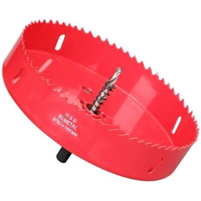 SNQ 165mm Bi-metal Hole Saw, M42 Hss Bi-metal Core Drill With Pilot Drill Bit For Heavy Duty Drilling In Iron, Aluminum, Wood, Drywall, Pipe, Fiberboard/red SNQ 165mm Bi-metal Hole Saw, M42 Hss Bi-metal Core Drill With Pilot Drill Bit For Heavy Duty Drilling In Iron, Aluminum, Wood, Drywall, Pipe, Fiberboard/red