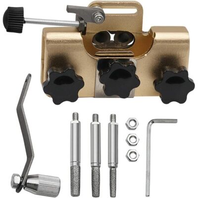 TORMATOR Portable chain sharpener, hand-cranked chainsaw sharpener, high-quality chain sharpener set with 5 grinding heads, gold TORMATOR Portable chain sharpener, hand-cranked chainsaw sharpener, high-quality chain sharpener set with 5 grinding heads, gold