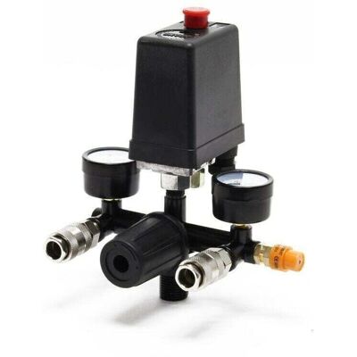 Pressure regulator with pressure switch for compressor. Pressure switch with 2 displays. Pressure regulator with pressure switch for compressor. Pressure switch with 2 displays.