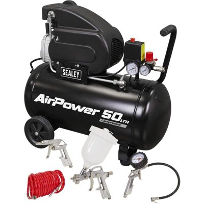 Sealey - SAC5020APK 50L Direct Drive Air Compressor 2hp with 4pc Air Accessory Kit Sealey - SAC5020APK 50L Direct Drive Air Compressor 2hp with 4pc Air Accessory Kit