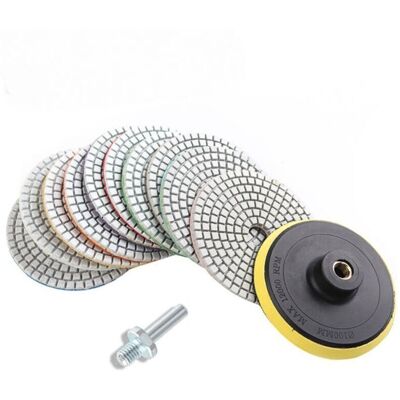 TORMATOR Set of 12 wet and dry diamond polishing discs - 4" - For granite, marble, concrete, stone, etc. TORMATOR Set of 12 wet and dry diamond polishing discs - 4" - For granite, marble, concrete, stone, etc.