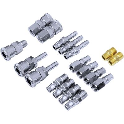 TEHTUY Set of 18 air compressor fittings - Quick coupling - Pneumatic fittings - Quick-connect air hose coupler TEHTUY Set of 18 air compressor fittings - Quick coupling - Pneumatic fittings - Quick-connect air hose coupler