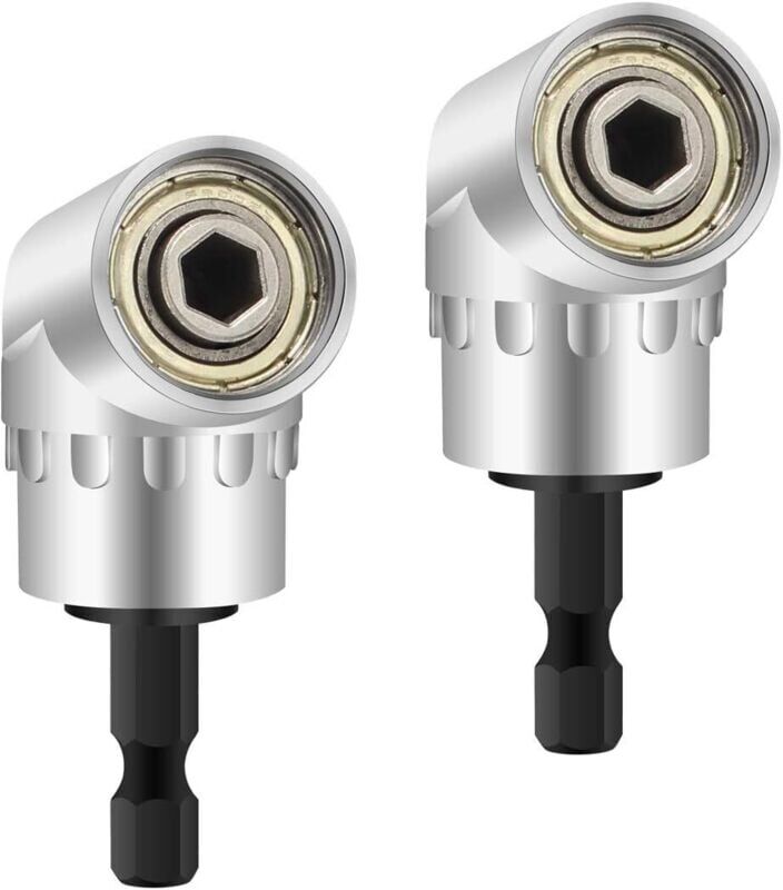BEIJIYI 2-Piece Right Angle Drill Adapter, Angle Driver and Screwdriver, Drill Attachment with Magnetic Bit Holder, 6mm to 1/4 inch Quick Change Hex Shank.