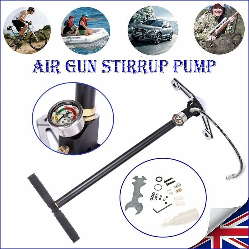 Dayplus - 3 Stage Stirrup Charger pcp Hand Pump Air Gun Rifle Airrifle Gas Filter Gauge 4500PSI