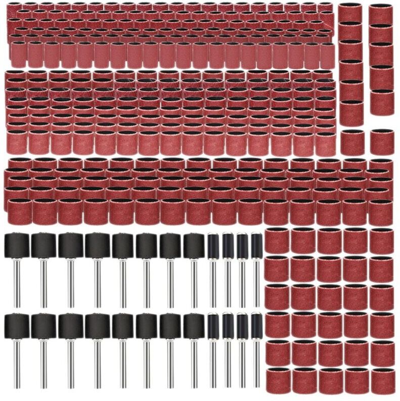 TLILY 384Pcs Drum Sanding Kit Sleeves Drilling Nail Drill Bits Abrasive Tools Accessories Sandpaper Shank Rotary