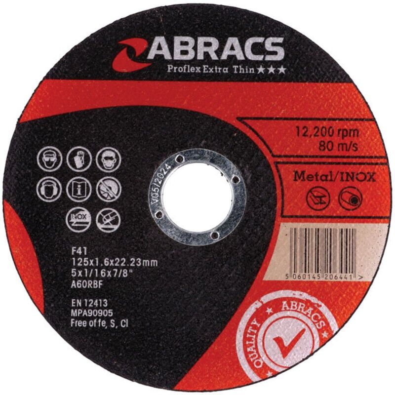 Abracs - Connect Extra Thin Flat Cutting Discs 125mm x 1.6mm 10pc 32197