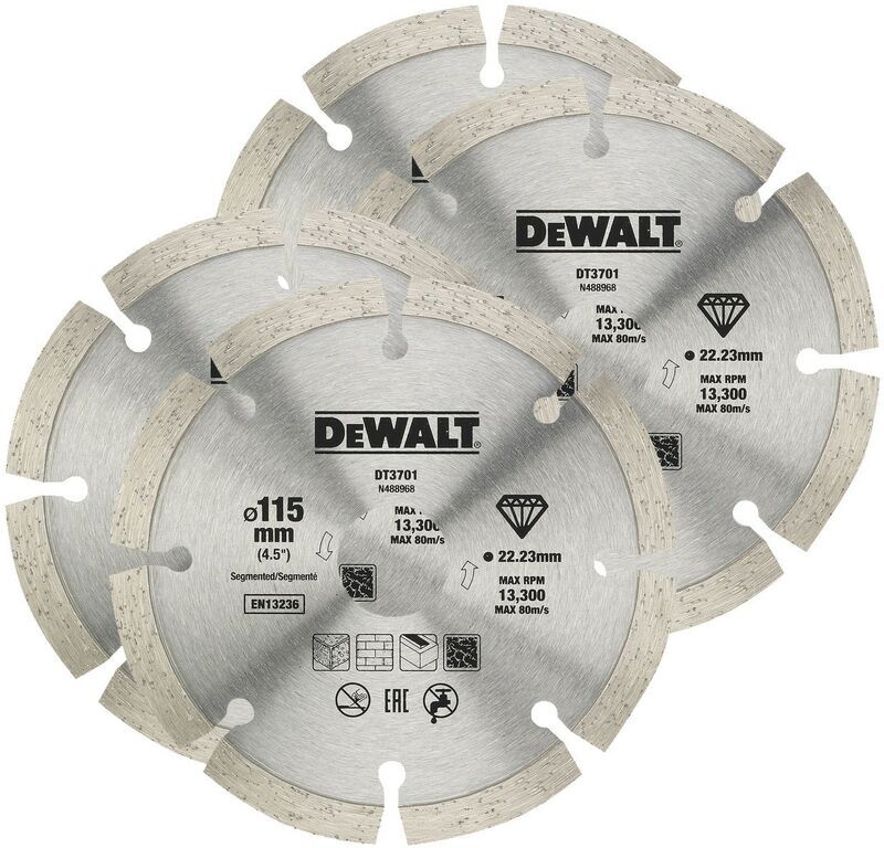 Dewalt 115mm Angle Grinder Blade Segmented Diamond Cutting Discs 4.5"" x 4