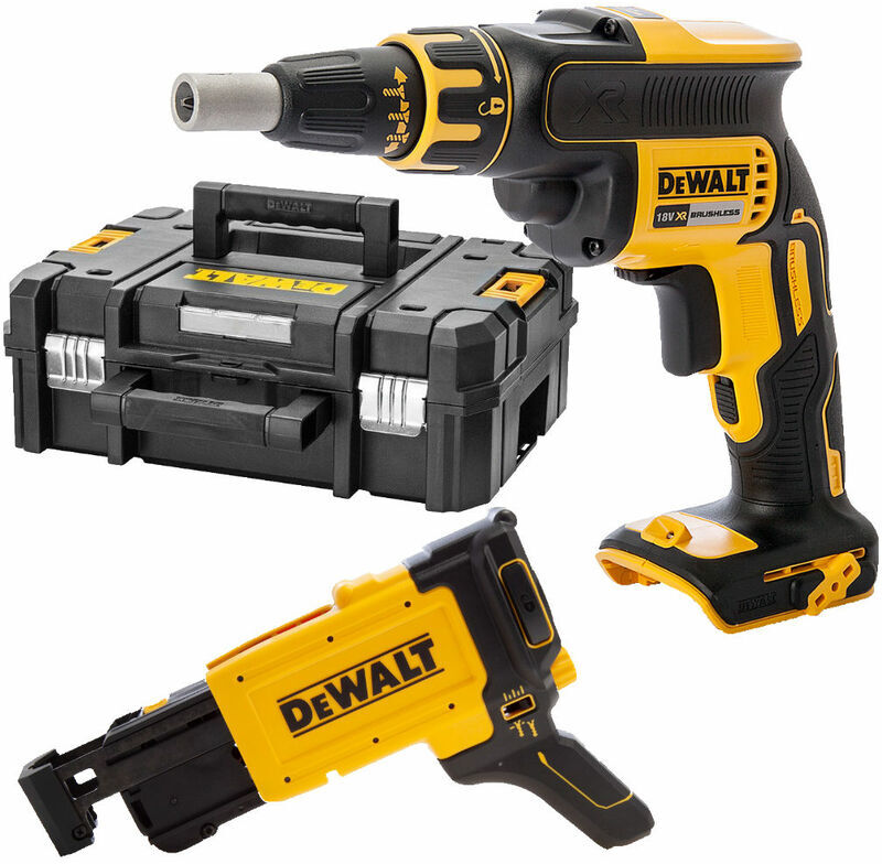 Dewalt - DCF620N Cordless Brushless 18V Drywall Screwdriver Body Only With DCF6202 Collated Drywall Screw Gun Attachment And tstak Case