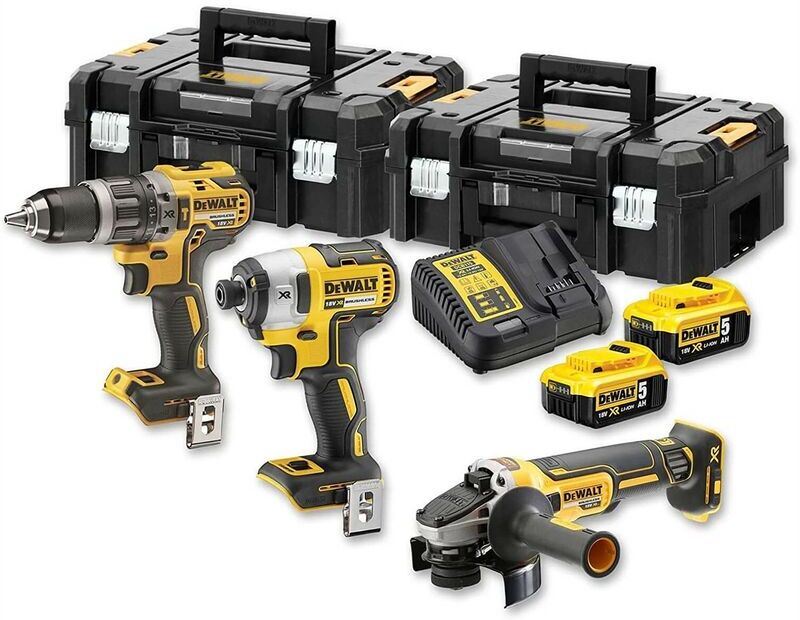 Dewalt DCK384P2T 18v XR Brushless Kit DCD796 Drill DCF887 Impact DCG405 Grinder